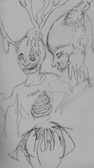 Body Horror sketch, pencil, monochrome